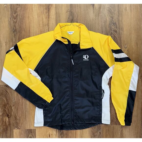 Vintage Pearl Izumi Cylcing Jacket Windbreaker Medium Black Yellow EUC - Picture 1 of 9